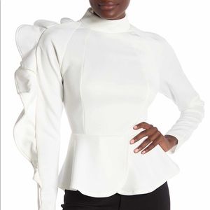 CQ by CQ Sleeve Center Ruffle Detail Peplum Top